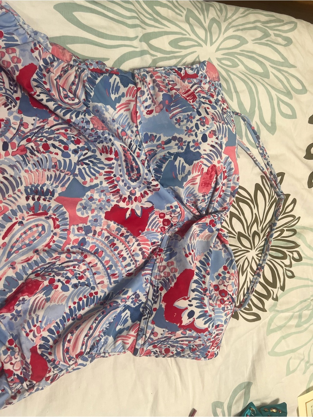 Crown & Ivy Pink & Blue Printed Tankini Swim Top with Navy Bottom - Picture 2 of 4